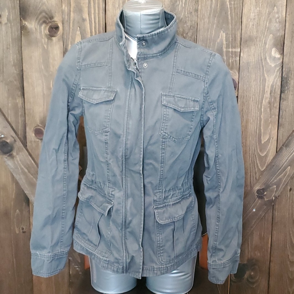 Gray lightweight canvas anorak jacket